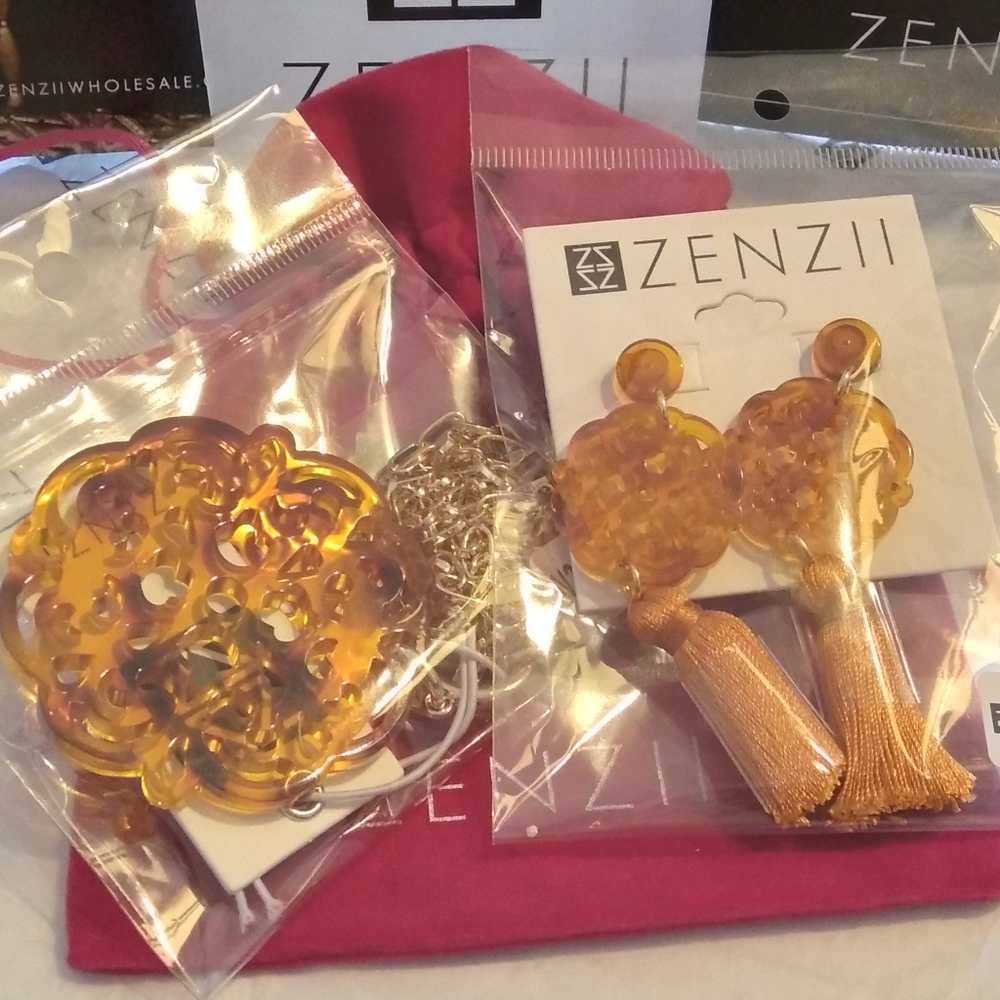 🧡NWT ZENZII Tortoise Allure Resin Tassel Earrings 2.5" - Picture 9 of 13